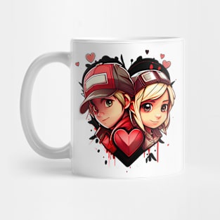 Young couple in love with a baseball cap Mug